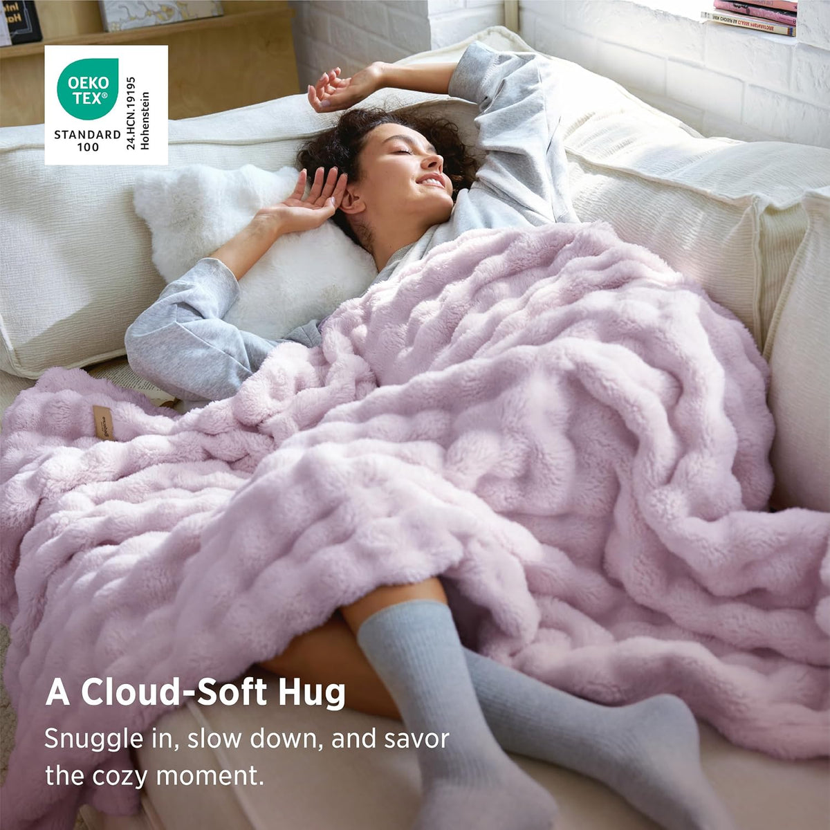 Bedsure Cloud Bubble Throw Blanket, Light Purple Gifts Room Decor, 50"×60"