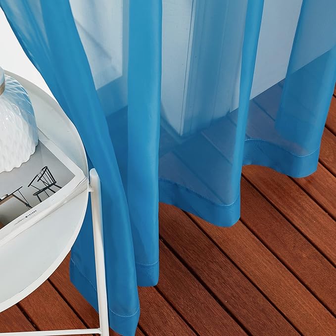 NICETOWN Voile Sheer Turquoise Curtains 90 inch Length, Grommet Airy Voile - Image 7