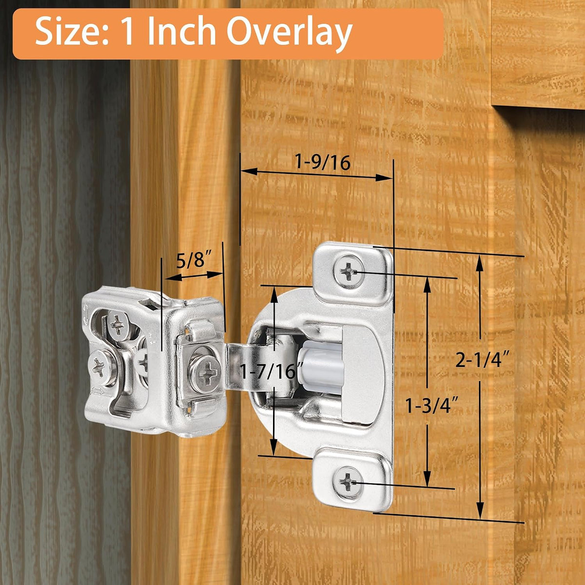Soft Close Cabinet Hinges for Kitchen, 1” Overlay, 4 Pack