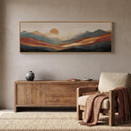 Large Framed Colorful 3D Wood Mountain Wall Art for Bedroom, 1 Piece