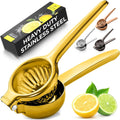 Zulay Kitchen Lemon Squeezer Stainless Steel - Premium Quality, Heavy Duty Solid Metal Squeezer Bowl - Large Manual Citrus Press Juicer and Lime Squeezer Stainless Steel - Gold