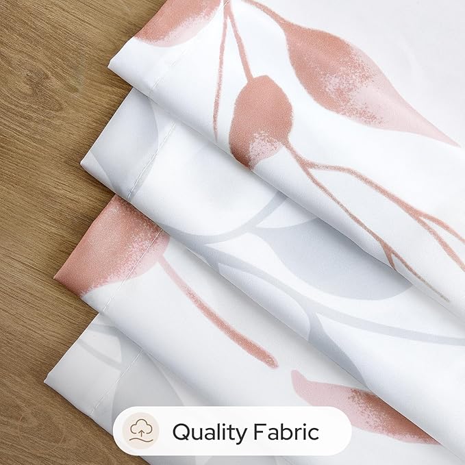 HOMEIDEAS Non-See-Through Pink and White Privacy Sheer Curtains 52 X 63 Inch - Image 6
