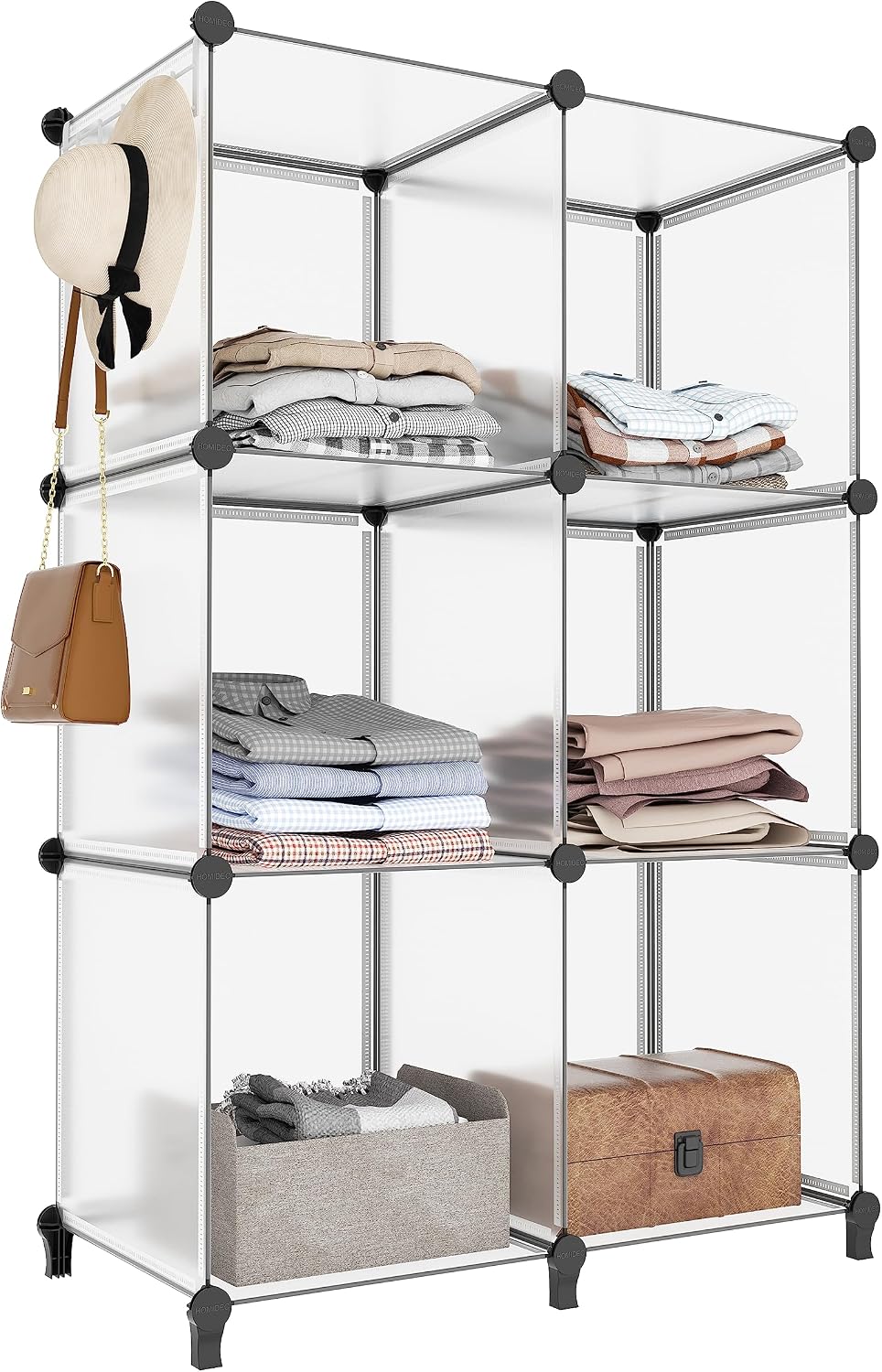 6-Cube Storage Organizer, Closet Organizer Storage Shelf Bookcase Bookshelf with Metal Hammer, Storage Cubes Organizer Cabinet for Kids, Closet, Bedroom, Bathroom, (11.8x11.8x11.8 inch)