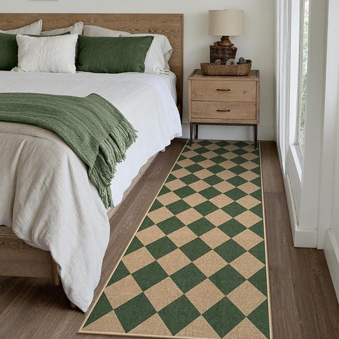 Lahome Colette Checkered Kitchen Runner, 2x8 Easy Jute Runner Rug - Image 7