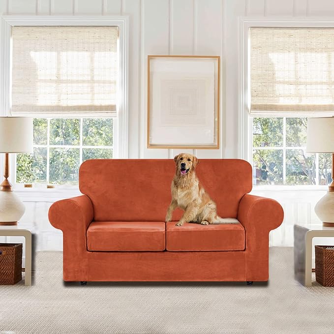 WEERRW Velvet Couch Covers for 2 Cushion Couch Sofa - Image 2
