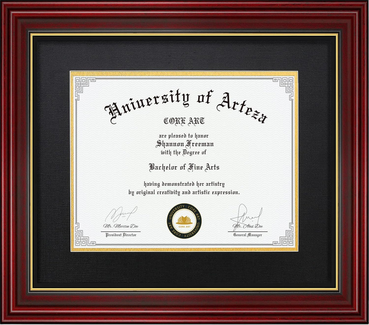 CORE ART 15x18 Diploma Frame, Cherry Red, Black Mat for 11x14