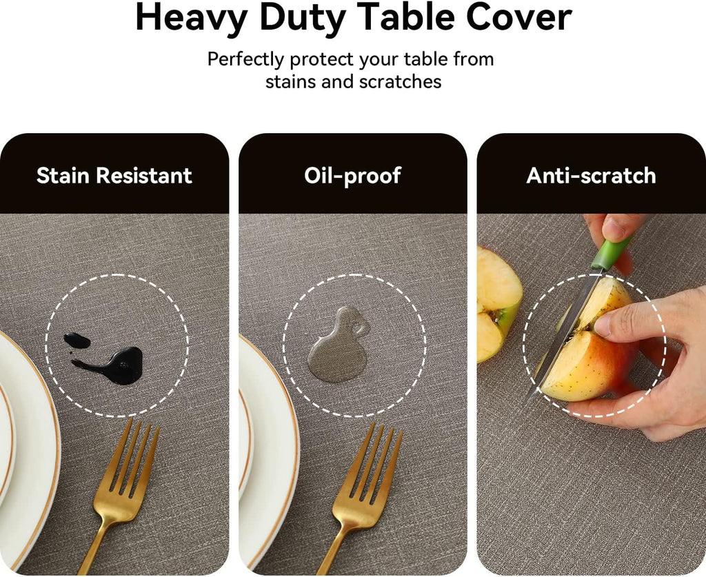 Romanstile Waterproof Vinyl Tablecloth Rectangle, 60 x 102 Inch, Brown