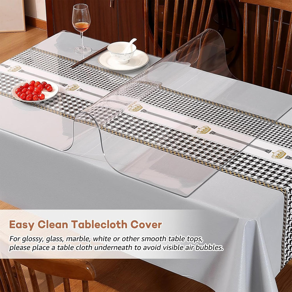 RostiKong 36 x 54 Inch Clear Table Cover Protector Rectangular Plastic Vinyl Roll Kitchen Dining Room Table Cloths Office Desk Pad Kitchen Floor Highchair Mat Outdoor Party Tablecloth Picnic Table Mat