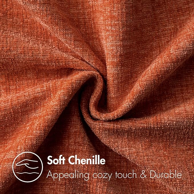 MIULEE Pack of 2 Rust Throw Pillow Covers 20x20 Inch Soft Chenille Pillow Covers - Image 2