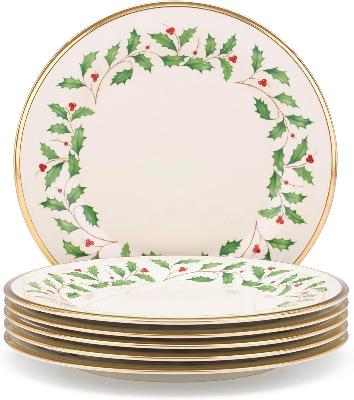 Lenox Holiday Porcelain Christmas Dinner Plate Set for 6