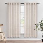 MIULEE Natural White Linen Curtains 72 Inch Length 2 Panels - Image 2