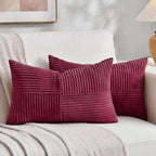 Fancy Homi 2 Packs Burgundy Lumbar Decorative Throw Pillow Covers 16x26 Inch by Fancy+Homi