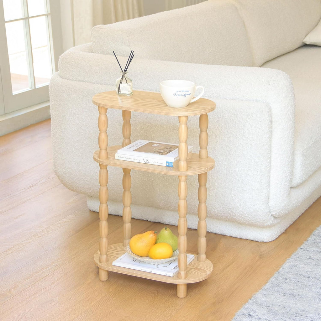 MaxSmeo Narrow End Table, Small Narrow 3-Tier Side Table for Small Spaces