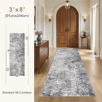 UERMEI 3X8 Washable Runner Rug for Hallway: Soft Neutral Modern Abstract Area - Image 3