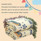 MSGKV Boho Throw Blanket 100% Cotton Green Blanket 90''x 98'' Spring Reversible - Image 6