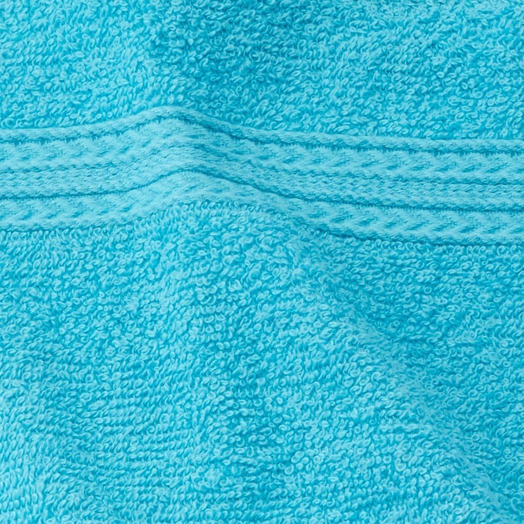 Superior Eco-Friendly 100% Ring-Spun Cotton, 12-Piece Bathroom Towel Set, Ultra Absorbent, Super Soft, Attractive Border, Turquoise