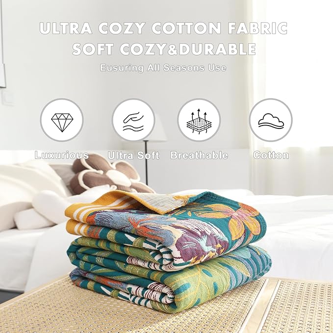MSGKV Boho Throw Blanket for Couch and Sofa Cotton Blankets for Living Room - Image 5