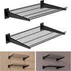 Garage Wall Shelving 24"x16.5" 2-Pack, Wall Mounted Shelves, Black