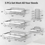 5 Pack Shower Caddy for Inside Shower,Chrome Silver Bathroom Storage
