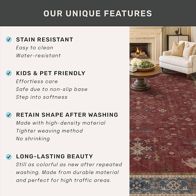Red 2x8 Long Hallway Runner Rug - Image 7