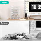 EasyPAG 5 Tier Wall File Holder, Mesh Hanging Folder Organizer with Classify Label, Versatile Desk File Holder, Vertical Wall Mounted Mail Organizer for Office Home Cubicle, White