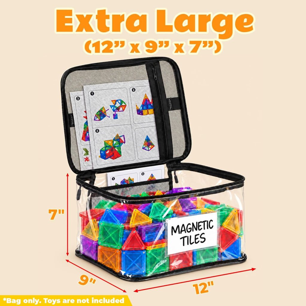 6-Pack Extra Large Clear Toy Storage Bags with Zippers, TPU