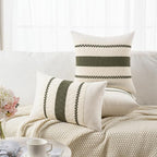 Fancy Homi Set of 1 Boho Olive Green Long Lumbar Decorative Throw Pillow Cover - Image 6