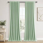 Aqua Green 100% Blackout Linen Curtains 96 Inch Length 2 Panels Set by Guken