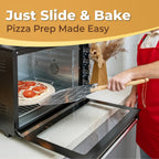 CRUSTO® Pizza Stone For Oven Set 16 Inch Cordierite Stone Pizza Peel Cutter Wheel Dough Proofing Box Cutting Board Apron Cleaning Brush Home Pizza Baking Kit With Handles for Oven Grill (Pro Kit)