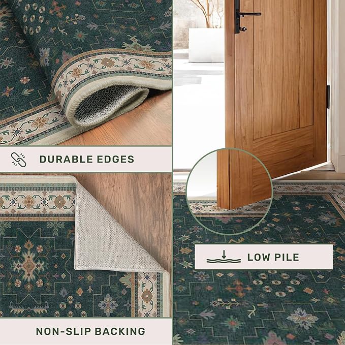 Hazo Haus Dark Green 2x8 Non Slip Kitchen Runner Rugs - Image 5