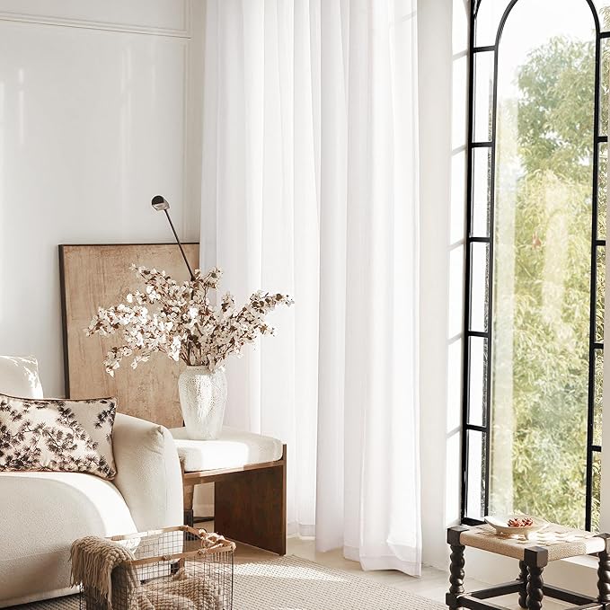 Linen White Curtains 90 inches Long - Image 7