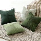 MIULEE Spring Green Decorative Throw Pillow Covers 18x18 Inch Set of 4 Boho Farmhouse Cushion Covers Mordern Nordic Pillow Cases Soft Corduroy Gradient Home Decor for Couch Sofa Living Room Bed