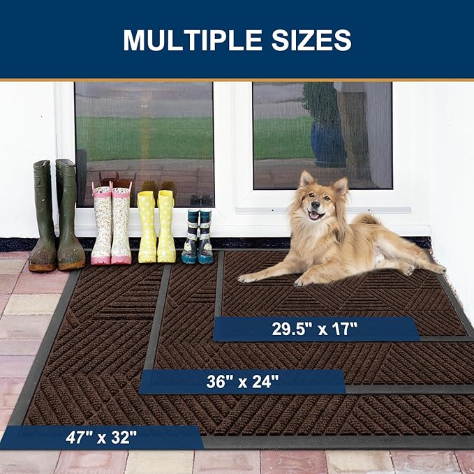 Smiry Front Door Mat Outside Entrance, Heavy Duty Sturdy Natural Rubber Doormat - Image 2