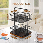 Rotating 2 Tier Tea Bag Organizer, 360° Spinning Teabag Organizer