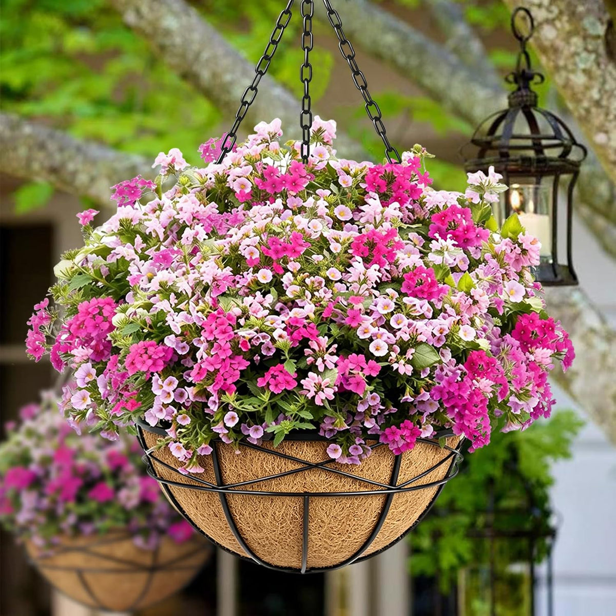 2 Pack 16 Inch Round Replacement Coco Liners for Hanging Basket Natural Coconut Fiber Liner for Flower Planter Coco Coir Pots for Outdoor Garden Plants