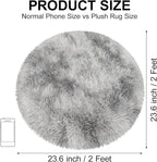 Tie Dye Grey Round Rugs Small 2x2 ft Fluffy Circle Rug Furry Carpet Shaggy - Image 2