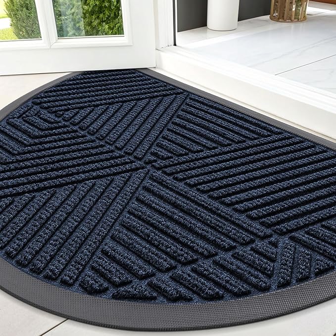 Smiry Half Circle Front Door Mat Outside Entrance, Heavy Duty Sturdy Natural by Smiry