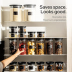 KIVY Airtight Glass Jars with transparent Lids & Labels 3x 40oz - Stackable