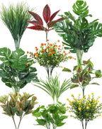 Ouddy Decor 18 Pcs Artificial Plants for Outdoors Fake Greenery Stems