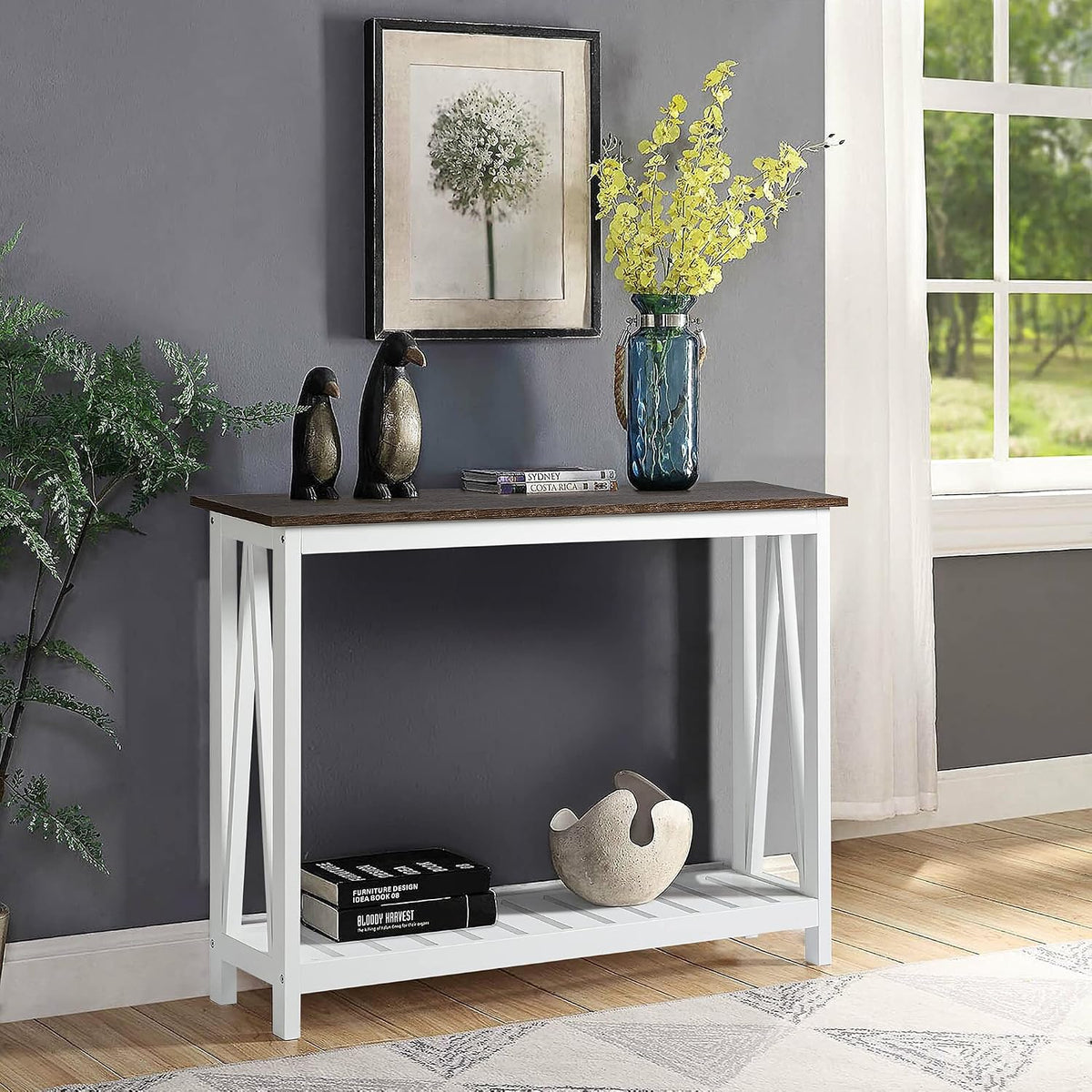 ChooChoo Farmhouse Console Table, Narrow Sofa Table for Entryway, 40 Inch