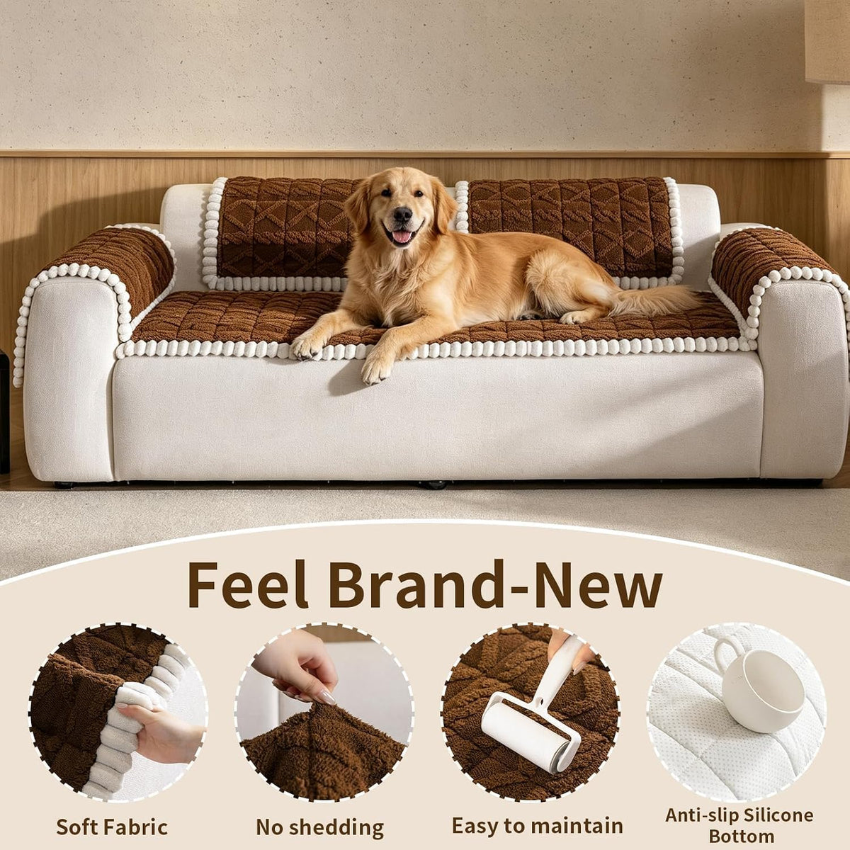 27.6”x27.6” Couch Cover for Dogs, Washable Sofa Protector for Pets