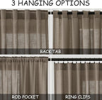 Dark Taupe Linen Curtains 90 Inch Length 2 Panels Set - Image 3