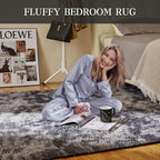 KNZE 9X12 Feet High Pile Tie-Dye Rug, Dark Grey, Area Rug - Image 4