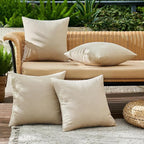 MIULEE Pack of 4 Decorative Outdoor Throw Pillow Covers Linen Waterproof Pillow - Image 3