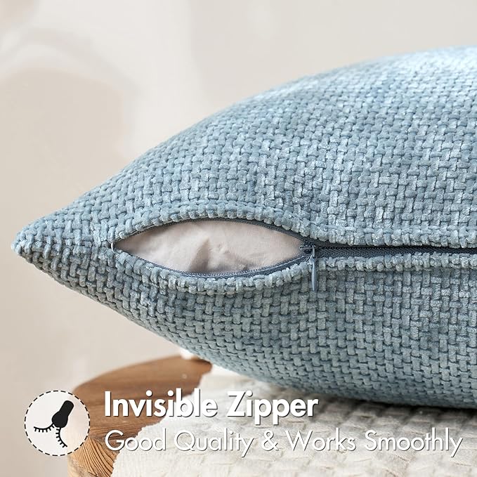 MIULEE Pack of 2 Couch Throw Pillow Covers 16x16 Inch Coastal Smoke Blue Modern - Image 5