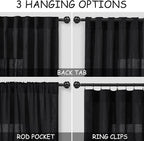 Nanspring Extra Long Black Linen Curtains 108 Inches Long 2 Panels Set - Image 2