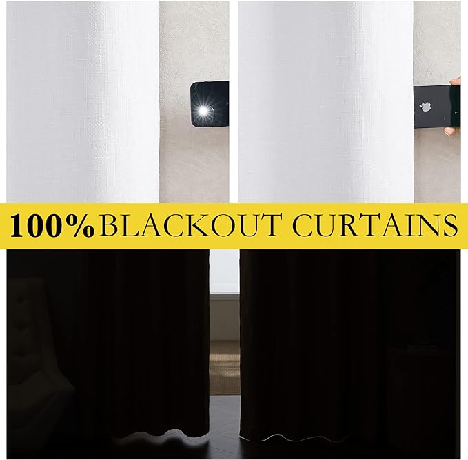 NICETOWN 100% Absolutely Blackout Linen Curtains - Image 2