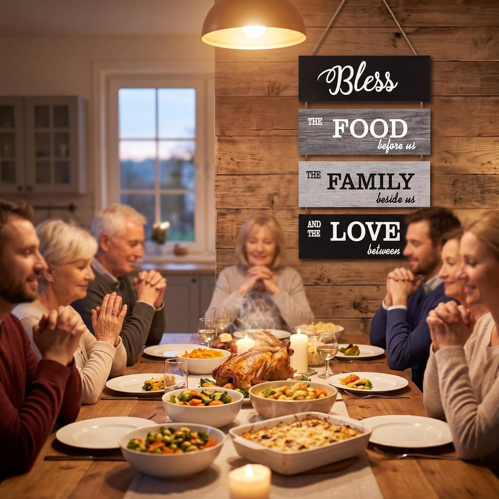 Jetec Bless Kitchen Wall Sign Farmhouse Decor Rustic Dining Room Wall Art