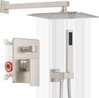 ESNBIA Rain Shower Head with Handheld Spray Combo, 10" Brushed Nickel