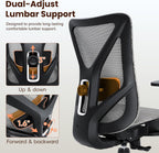 Ergonomic Office Chair, Mesh Computer Desk Chairs with BIFMA X5.1 Certified, Adjustable Lumbar Support, 3D Arm, Tilt Back, Wide Seat, Comfy Swivel Work Task Chair for Company and Home (Dawn Grey)